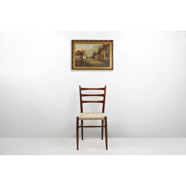 France / 1920 / painting / wood, canvas / Rustic / Mid-century Painting of a farm scene, elegantly encased in a stunning...