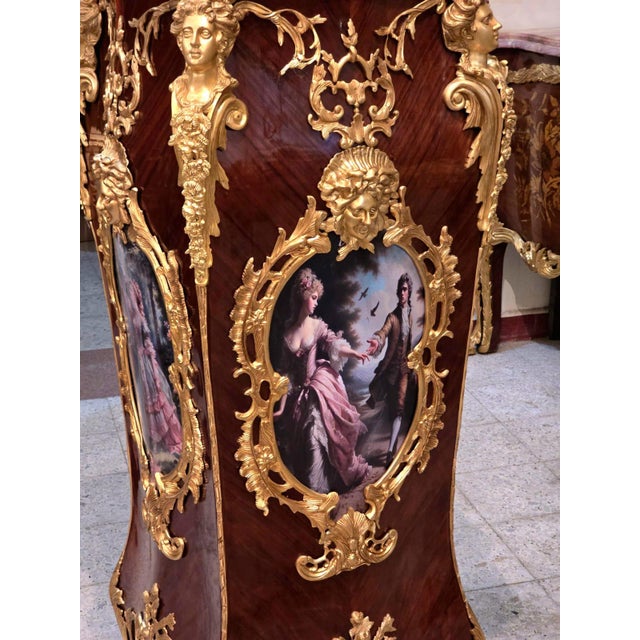 Rococo Rococo Pedestal With Romantic Artwork, Bronze Mounts & Gold Leaf Details For Sale - Image 3 of 6