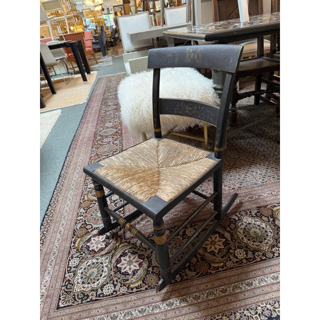 Hitchcock Ebonized Hitchcock Rocking Chair, 19th Century For Sale - Image 4 of 12