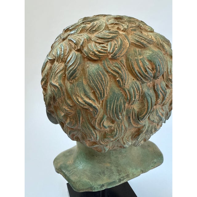 Metal 1990s Classical Greco Roman-Style Portrait Bust, on Stand For Sale - Image 7 of 12