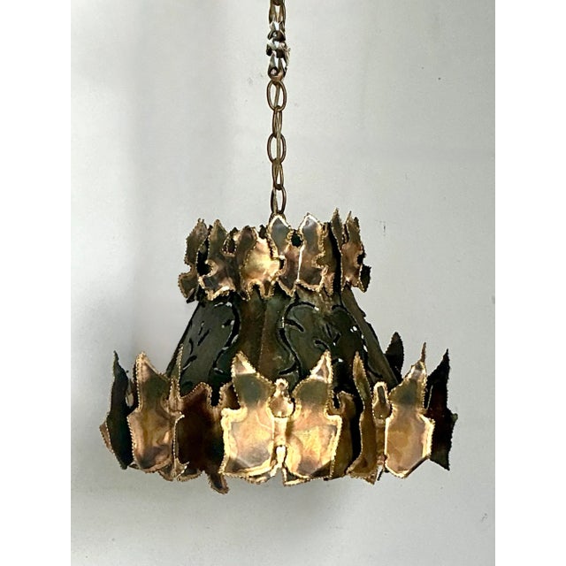 Vintage MCM Torch Cut Chandelier After Tom Greene For Sale - Image 4 of 6
