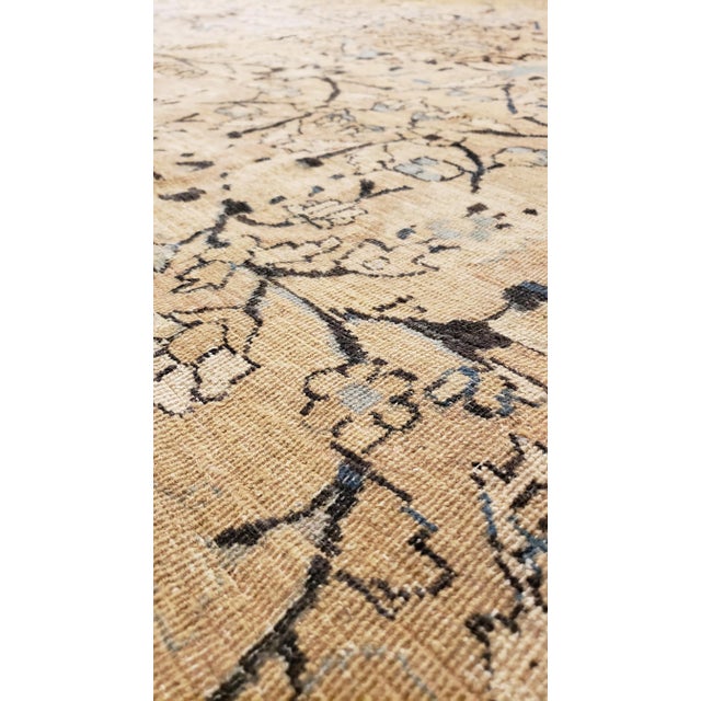 Traditional Antique Tabriz Fine Carpet, Handmade Persian Rug in Blue, Taupe, Soft Caramel For Sale - Image 3 of 13