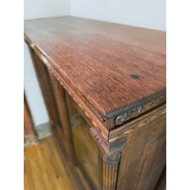 Antique 19th Century Renaissance Revival Oak Bookcase/Cabinet For Sale - Image 9 of 15