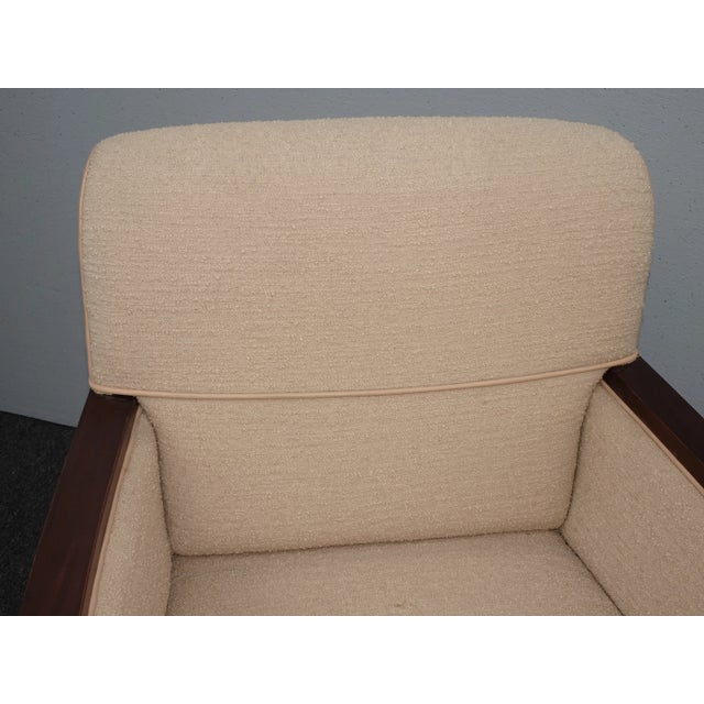 1990s Vintage Baker Mid Century Peach Accent Chair Wrapped in Leather For Sale - Image 5 of 13