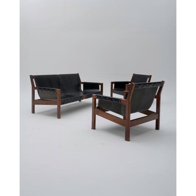 Brutalist Castilian Sofa and Lounge Chairs attributed to Paco Muñoz for Darro, 1960s, Set of 3 For Sale - Image 9 of 17