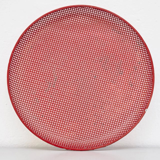 Red Enameled Metal Plate by Mathieu Matégot for Artimeta, 1950s For Sale - Image 8 of 11
