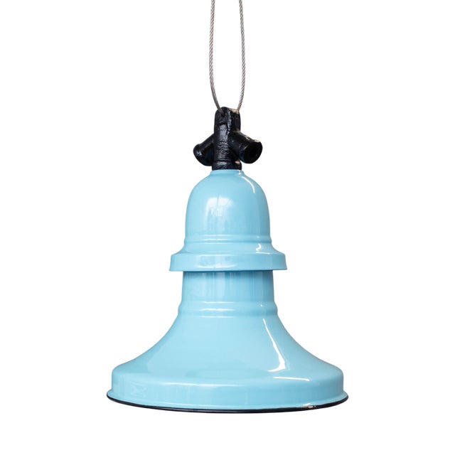 Industrial Enamel Ceiling Lamp in Blue, 2000s For Sale