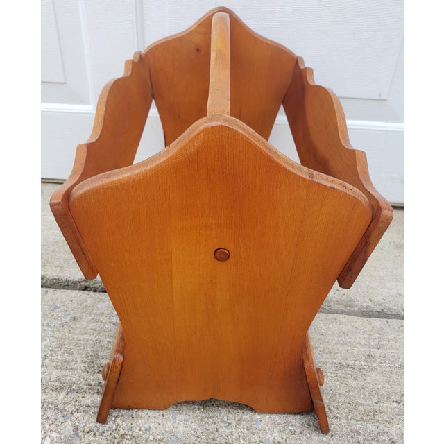Vintage Maple Wood Magazines Rack For Sale - Image 4 of 6