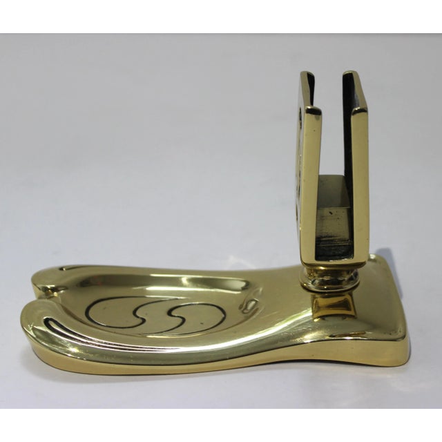 1900 - 1909 Art Nouveau Brass Pipe and Matchbox Holder For Sale - Image 5 of 10