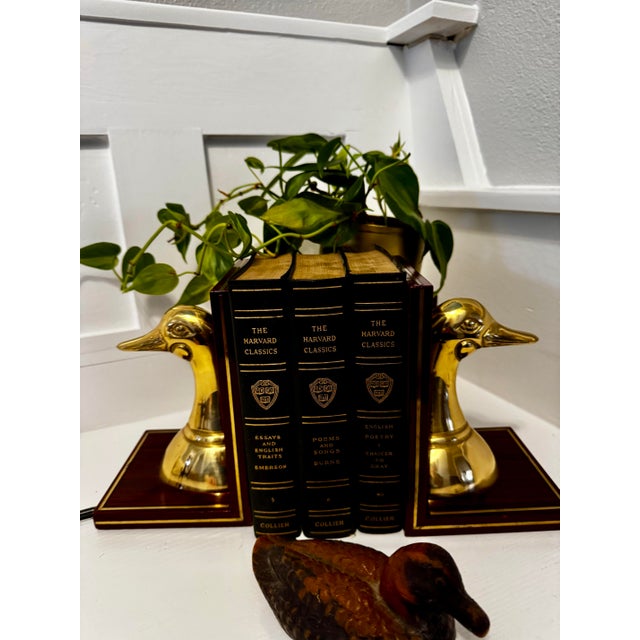 Vintage Brass Duck Head Bookends on Wood Bases For Sale - Image 4 of 5