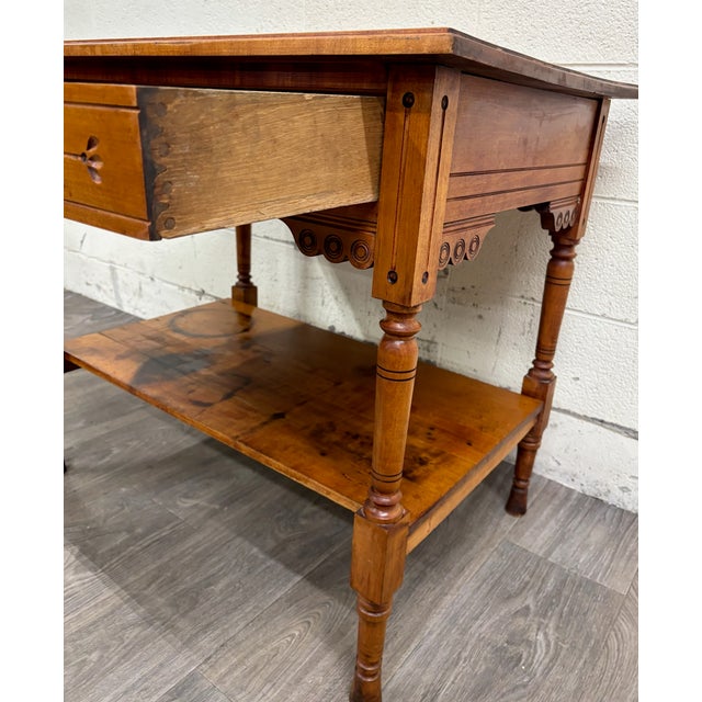 Antique Victorian Eastlake Aesthetic Movement Walnut Library Table Console For Sale - Image 12 of 15