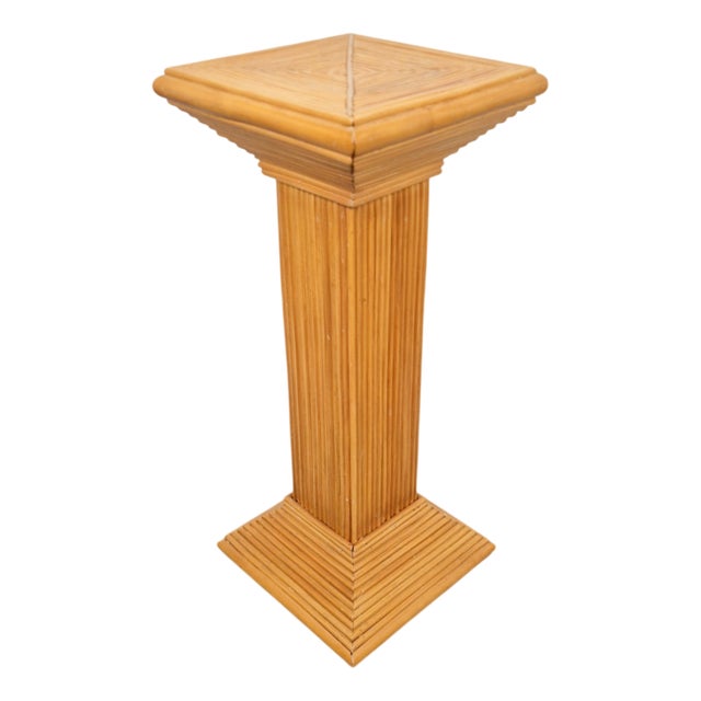 Vintage Rattan Pedestal from Vivai del Sud, 1980s For Sale