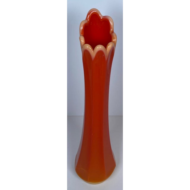 Glass Pair of Bright Orange l.e. Smith Bittersweet Vases For Sale - Image 7 of 14
