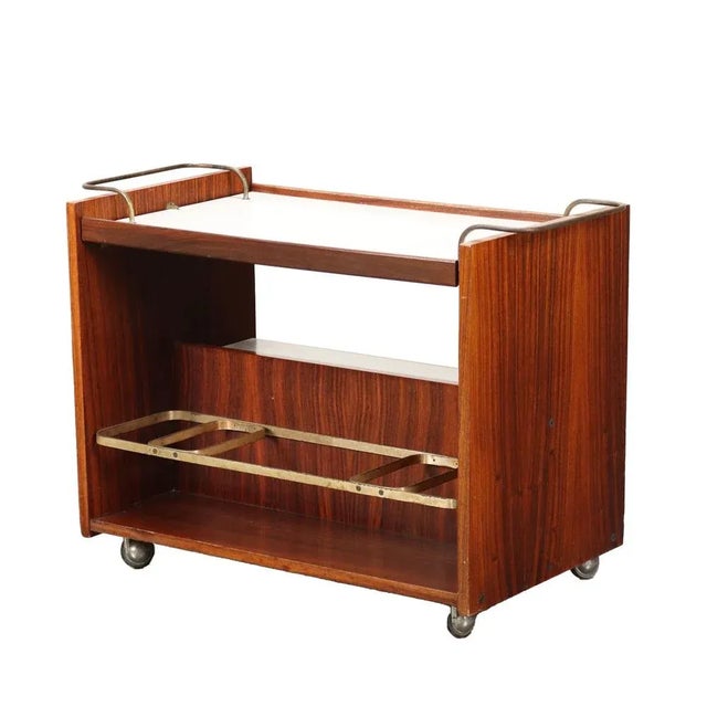 Serving Trolley in Wood, Italy, 1960s For Sale - Image 10 of 10