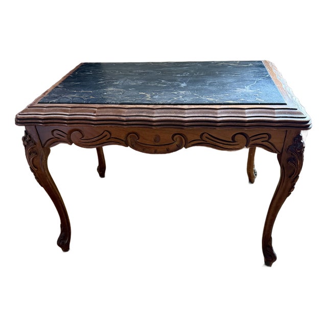 Vintage French Provincial Louis XV Style Marble Top Table For Sale