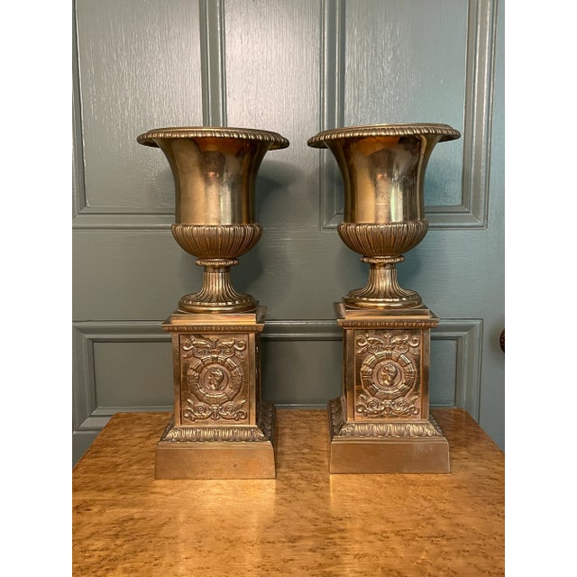Mid 19th Century 1800s Gilt Bronze Medici Urns - a Pair For Sale - Image 5 of 11