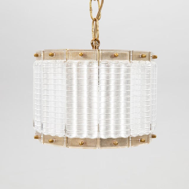 Mid-Century Modern Vintage Pendant Lamp in Brass and Glass from Orrefors, 1960 For Sale - Image 3 of 5