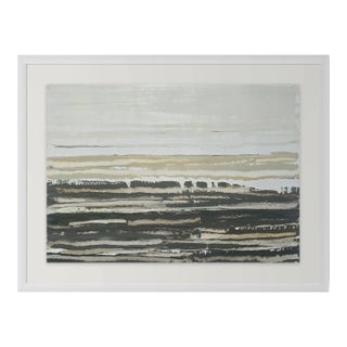 35.4' X 27.6' High End Shadow Box Framed Contemporary Neutral Color Palette Abstract Seascape / Landscape Original Oil Painting | Color Field For Sale