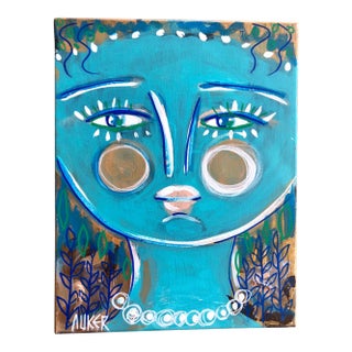 Contemporary Artwork by CL Auker, “Turquoise Face” Painting on Canvas For Sale