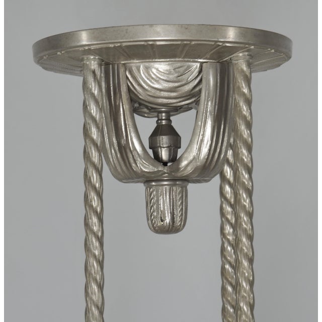 Petitot & Muller Freres French Art Deco Multi-Light Chandelier 1930s - Floral Glass For Sale - Image 10 of 15