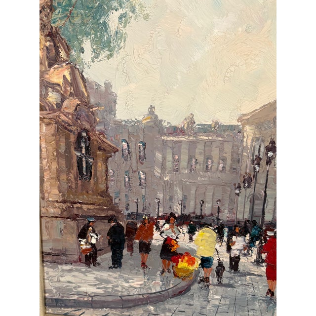 Mid 20th Century Mid 20th Century Exquisite Marcel Brisson Place De La Concorde, Paris, Street Scene Framed Oil Painting For Sale - Image 5 of 8