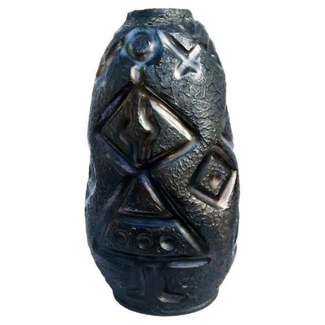 Black Pottery Vase from Coperativa OLTUL Miercurea-Ciuc, 1950s For Sale