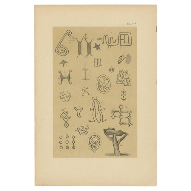 After Karl Martin, Aruba Petroglyph Symbols, Fontein Cave, Ethnographic Plate, 1888, Print For Sale - Image 10 of 10