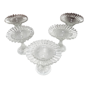 Late 20th Century Horchow Ribboned Top Diamond Cut Dessert Dishes - Set of 5