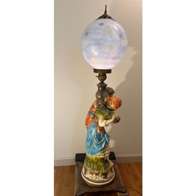 Glass Vintage Large Girolomo Pieri Italian Floor Lamp For Sale - Image 7 of 15