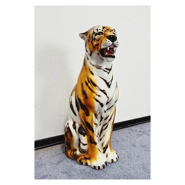 Large Ceramic Tiger Statue For Sale - Image 6 of 6