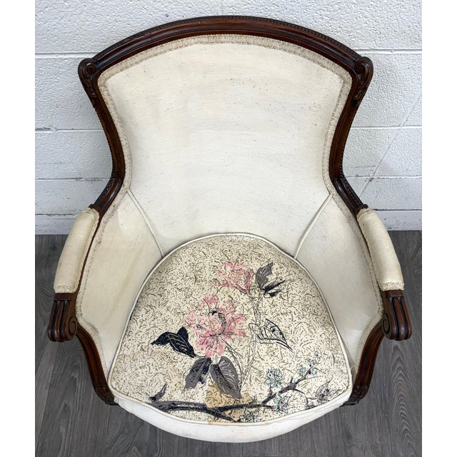 French Antique French Louis XVI Style Equestrian Bergere Armchair For Sale - Image 3 of 9