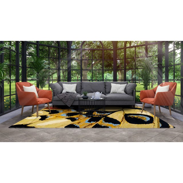 Tibetan Hand-Knotted New Zealand Wool Rug by Murano Shutters For Sale - Image 4 of 6