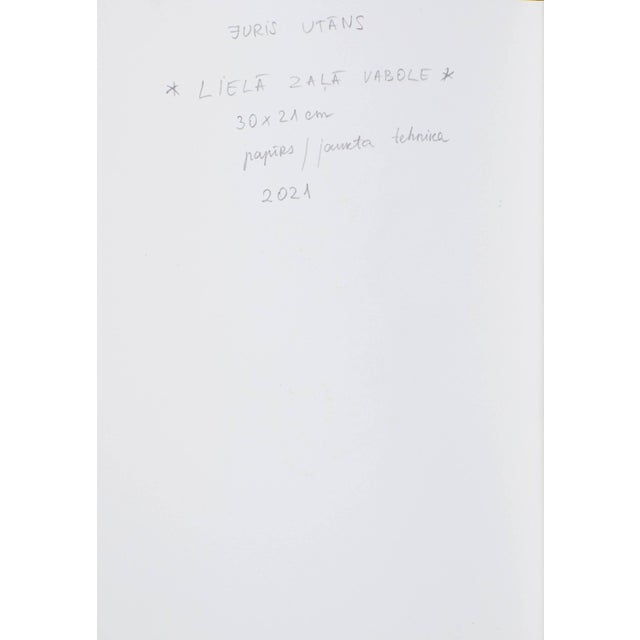 Juris Utans, Big Green Beetle, 2021, Mixed Media on Paper, in Very Good conditions. Designed from 2000 I have official...