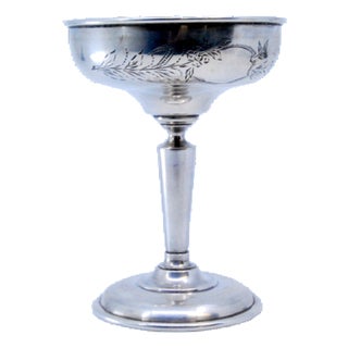 Silver Champagne Glass with Floral Engraving For Sale