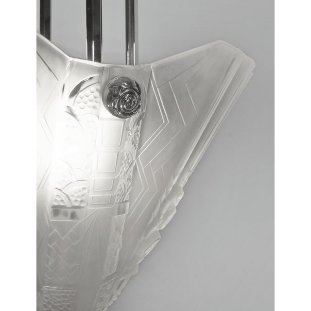 French Art Deco Pendant Light by Petitot & Muller Freres 1930 France For Sale - Image 10 of 13