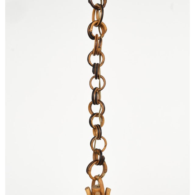 Mid-Century Hand-Crafted Rattan and Bamboo Chandelier Pendant, Italy, 1970s For Sale - Image 11 of 13