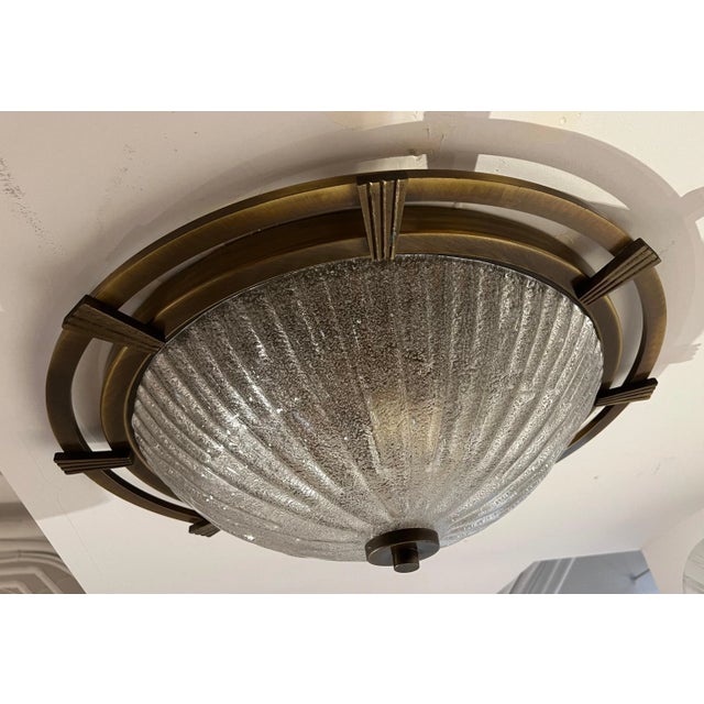 Large Nautical 1960 German Mid Century Flush Lamp Kaiser Leuchten Murano Glass For Sale - Image 12 of 12