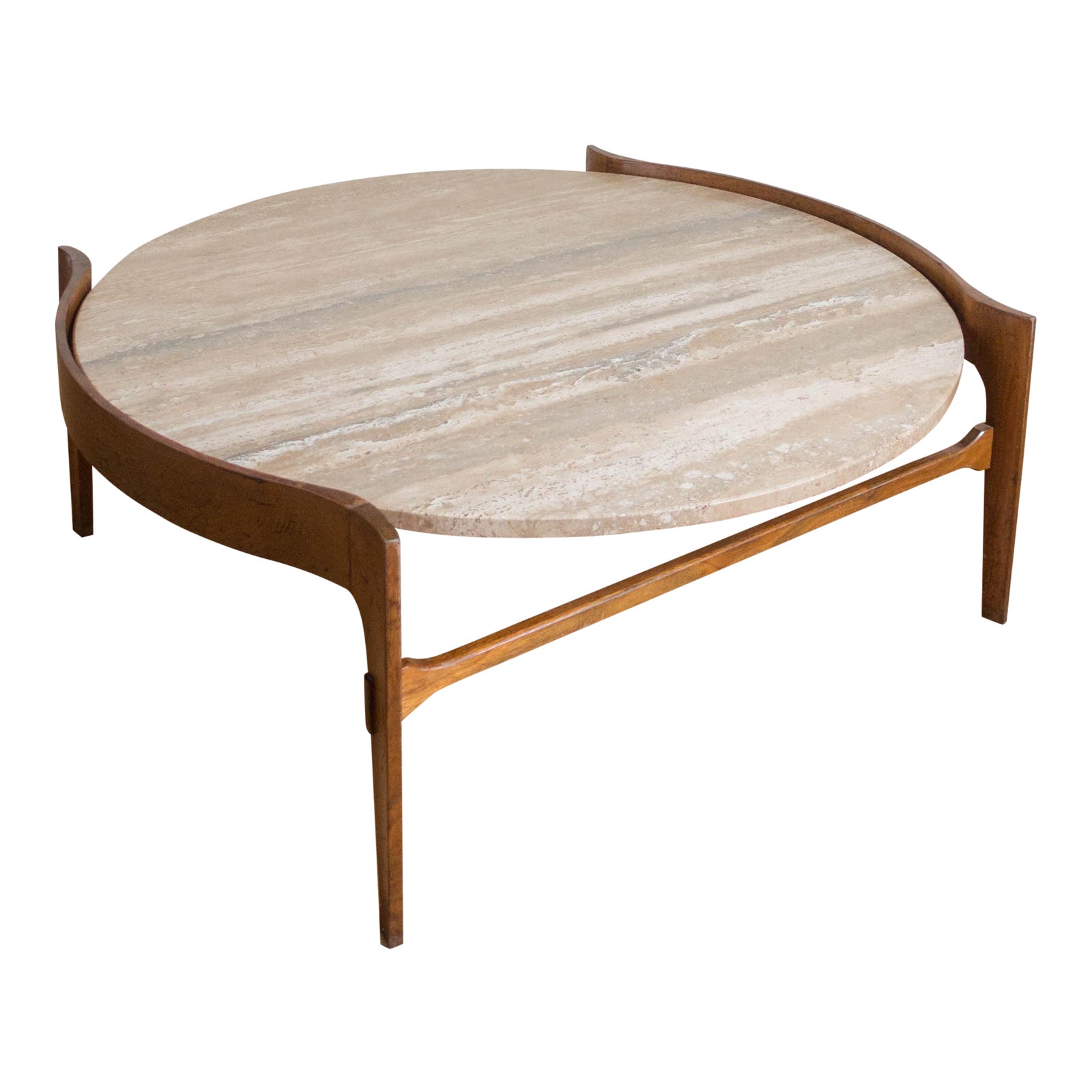 Bertha Schaefer Travertine & Walnut Coffee Table Chairish