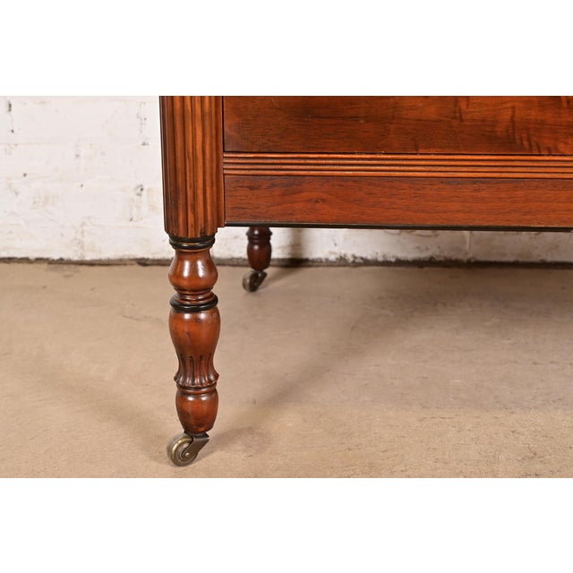 Berkey & Gay Style Antique French Regency Louis XVI Carved Burled Walnut Highboy Dresser, Circa 1920s For Sale - Image 11 of 15