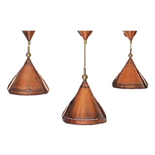 Brutalist Copper Lamps from Koch & Söhne, Germany, 1970s, Set of 3 For Sale