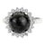 Vintage Inspired Natural Black Star & Zircon Halo Cocktail Ring Size 8.5 For Sale