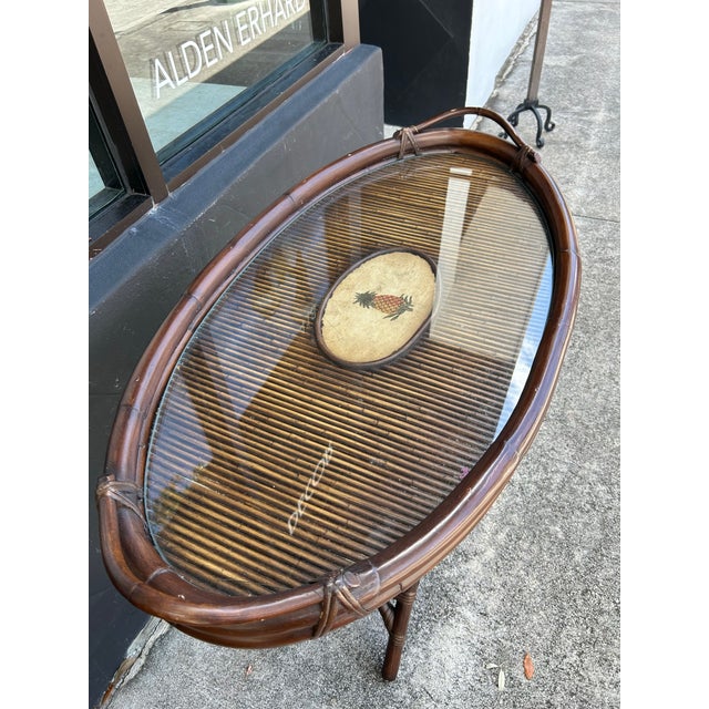 Vintage British Colonial Style, Bamboo Tray Table or Bar. For Sale In West Palm - Image 6 of 7