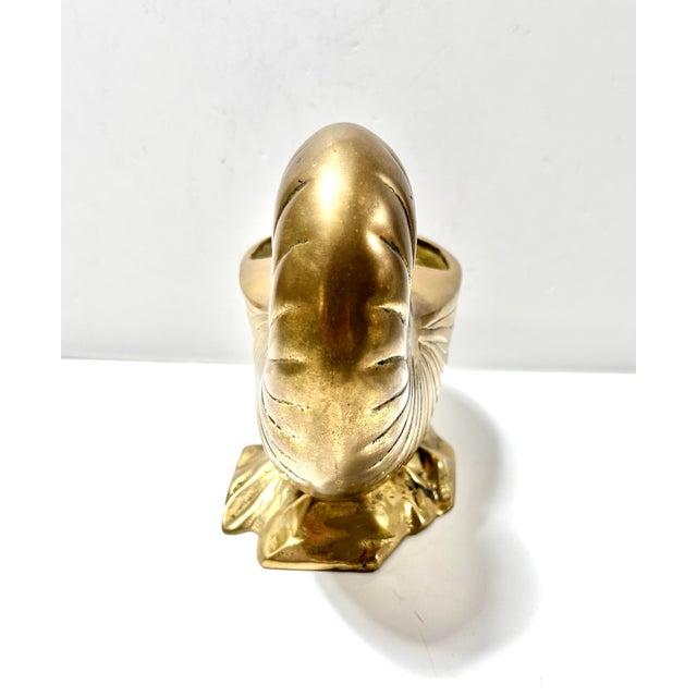 Vintage Brass Nautilus Shell Planter Cachepot – Hollywood Regency Coastal Palm Beach Decor For Sale In Louisville - Image 6 of 8