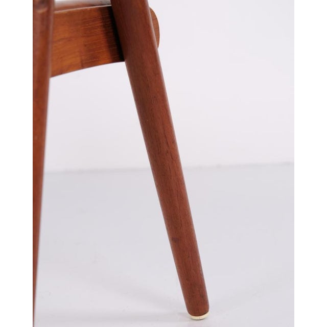 Teak Stool with Leather Seat by Vilhelm Lauritzen for Fritz Hansen, 1945 For Sale - Image 6 of 12