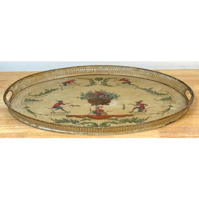Regency Painted Tole Tray with Chinoiserie Decoration, English or French For Sale - Image 17 of 18
