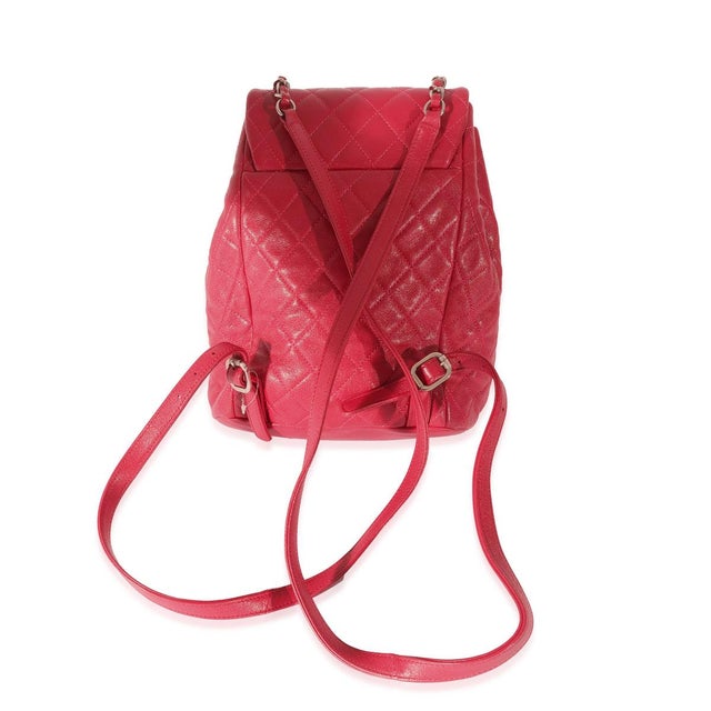 Contemporary Red Quilted Calfskin Medium Covered CC Drawstring Backpack For Sale - Image 3 of 6