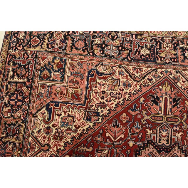 Textile Vintage Tribal Rug 7’8” X 11’4” Red Wool Hand-Knotted Oriental Carpet For Sale - Image 7 of 14