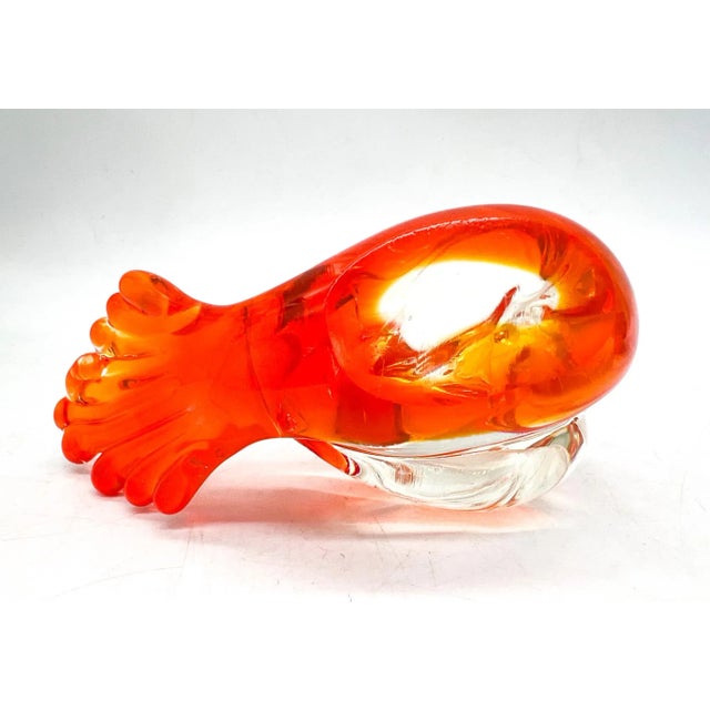 Murano Orange & Clear Murano Sommerso Glass Bird – 20th Century – Italian Modern / Collectible Glass For Sale - Image 4 of 10