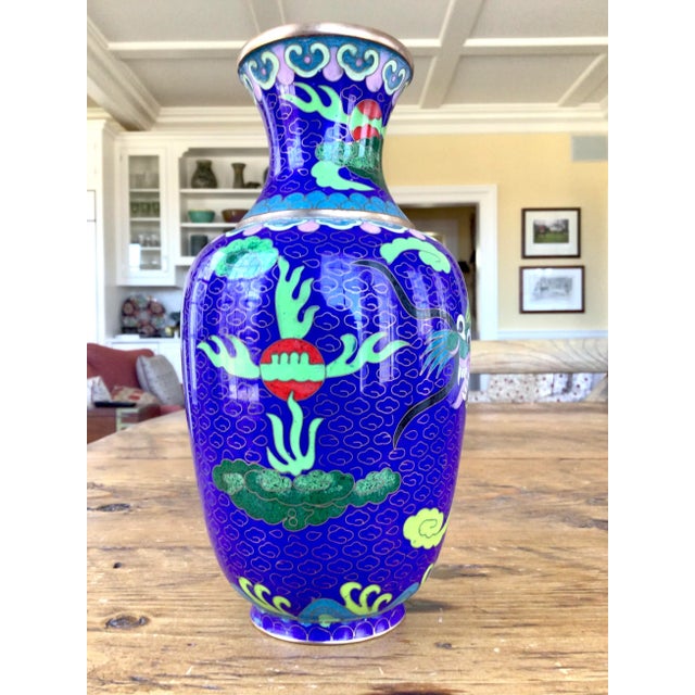 Chinoiserie 1960s Vintage Cloisonne Dragon Vase For Sale - Image 3 of 12