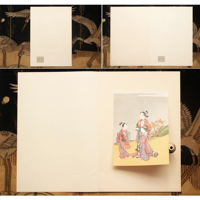 A stunning full-color Ukiyo-E Hanga print after original woodblock print "Beauties of the Gay Quarters on Outing Pleasure"...